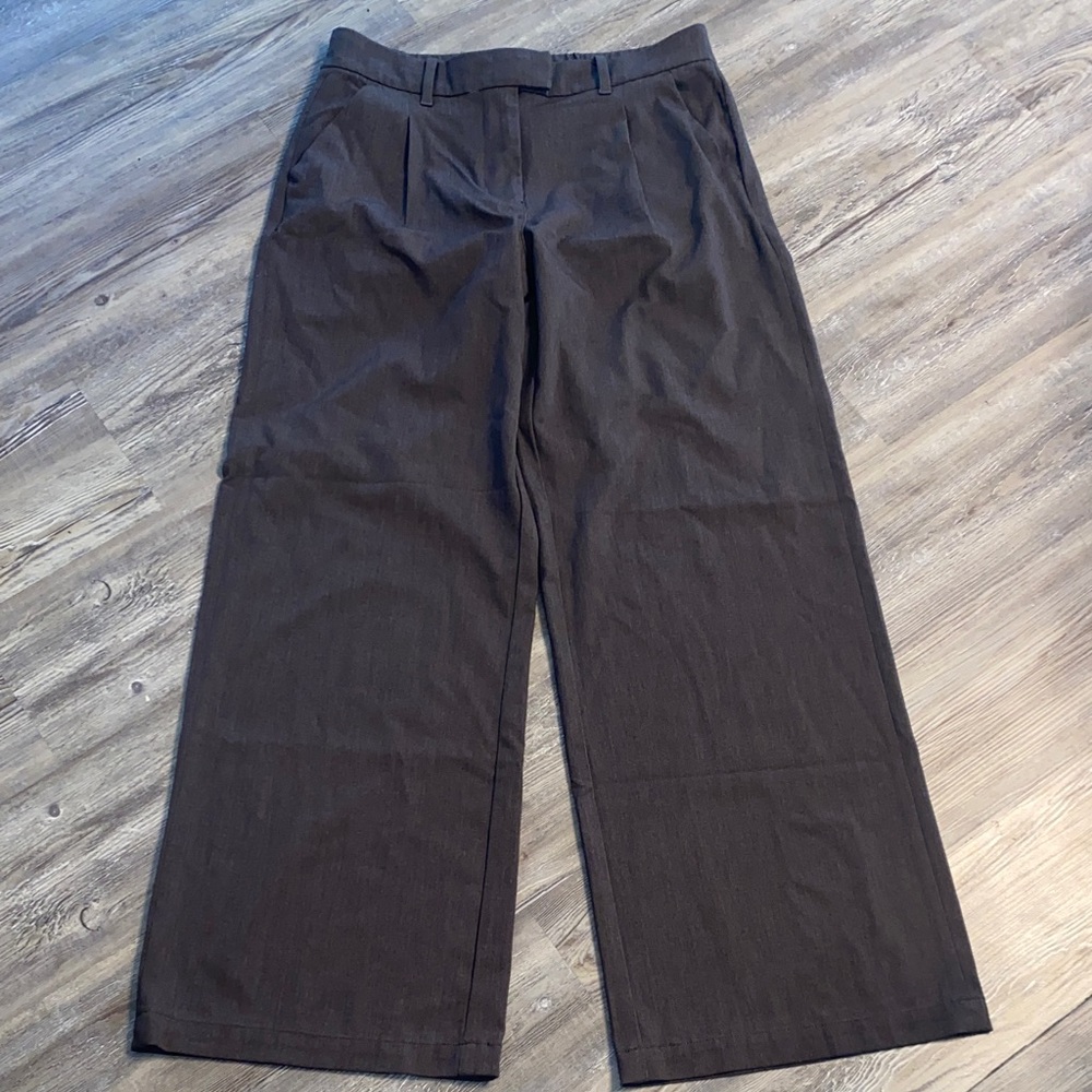 EUC AE Brown Wide Leg Trouser 32” Inseam 10 Long Elastic Back